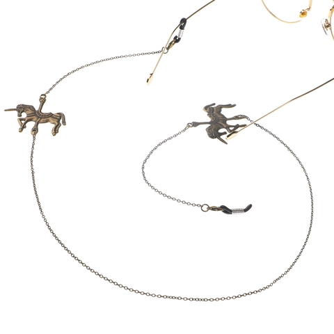 Retro Punk Brillenketting Metaal Antislip Zonnebrilkoord Antiek Brons Eenhoorn Hangers Decoratieve Accessoire