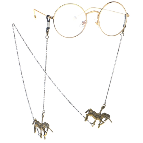 Retro Punk Brillenketting Metaal Antislip Zonnebrilkoord Antiek Brons Eenhoorn Hangers Decoratieve Accessoire
