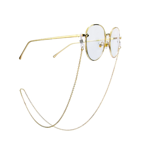 Metal Eyeglass Chain Sunglasses Strap Lanyard Fashion Neck Cord With Adjustable Anti Slip Silicone Loops