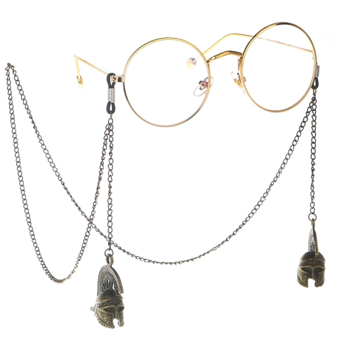 Cadena Para Gafas Metal Bronce Punk Retro Colgante Casco Espartano Romano Espada Soporte Antideslizante Para Gafas De Sol