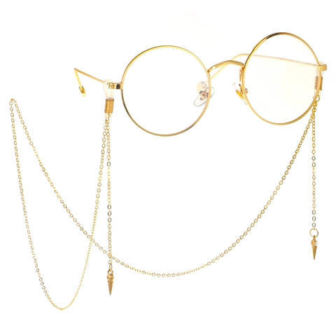 Metal Eyewear Chain With Cone Pendant Rhinestone Non-Slip Silicone Loops Sunglasses Strap Holder Fashion Accessories