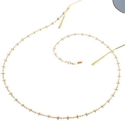 Cadena De Gafas De Metal Dorado De Moda Eslabón De Estrella Cordón Antideslizante Para Gafas De Sol Con Bucles De Silicona