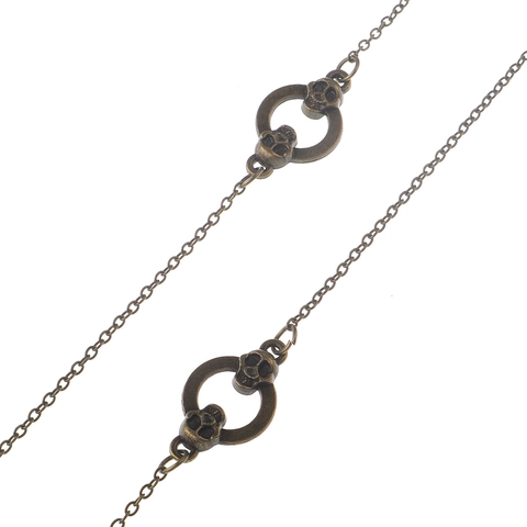 Catena Per Occhiali Punk Retrò In Metallo Bronzo Con Ciondoli A Teschio Cordino Antiscivolo Per Occhiali Da Sole