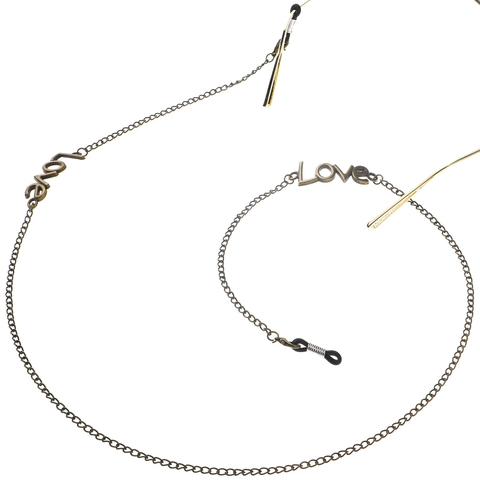 Brillenkoord Metaal Love Letters Retro Punk Antislip Zonnebril Ketting Brillenhouder Dames