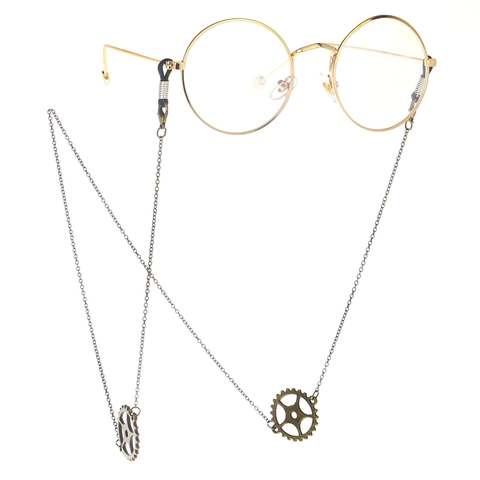 Steampunk Gear Glasses Chain Metal Retro Bronze Eyeglass Strap Non-Slip Punk Sunglasses Holder Accessory Unisex