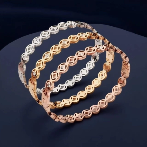 Brazalete De Acero Inoxidable Para Mujer Con Números Romanos Patrones Geométricos Huecos Circonio Incrustado Lujo Vintage