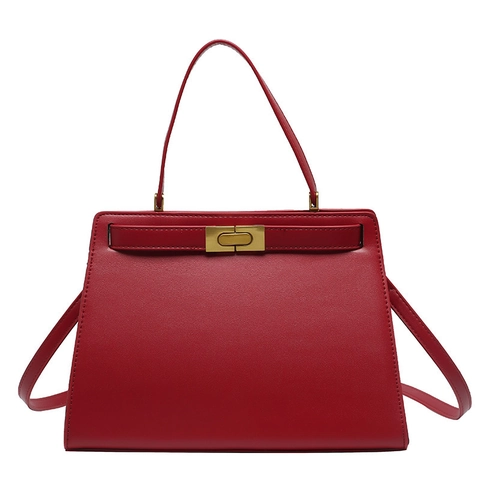 Bolso De Mano De Piel Sintética PU Para Mujer Trapecio Bolso De Hombro Cruzado Cierre Metálico Elegante Vintage