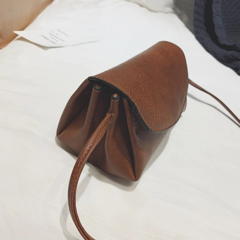 Vintage Small Square Crossbody Bag Women PU Leather Lychee Texture Flap Accordion Shoulder Purse Minimalist Casual