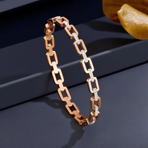 Bracciale A Maglie Geometriche Quadrate In Acciaio Inossidabile Con Strass E Fibbia Gioielli Di Moda Per Donna Accessorio Minimalista Elegante