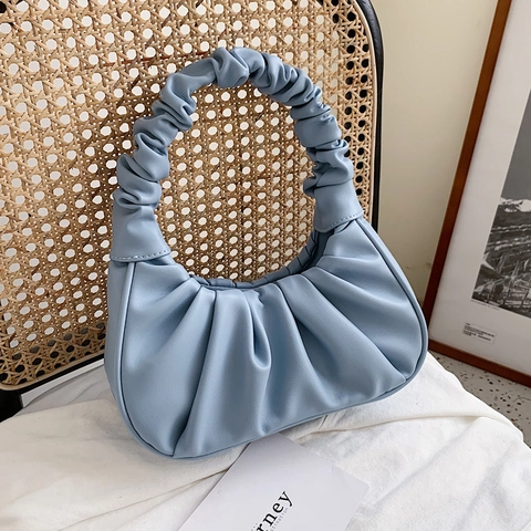 Borsa Sottobraccio Pieghettata Da Donna In Pelle PU Borsa Hobo Nuvola Arricciata Retrò Francese Borsa A Spalla Trendy Chiusura Magnetica