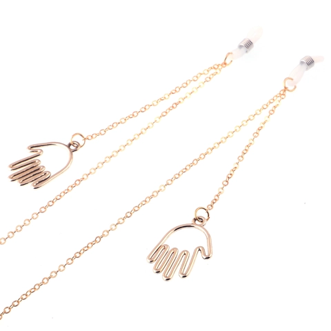 Anti-Slip Glasses Chain Gold Metal Hollow Palm Charm Eyewear Lanyard Fashion Decorative Sunglasses Strap For Women