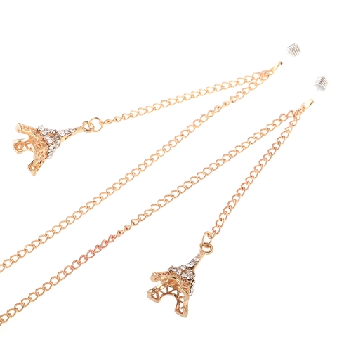 Anti Slip Glasses Chain Gold Plated Metal Eiffel Tower Rhinestone Eyewear Lanyard Strap Fashion Accessory For Women