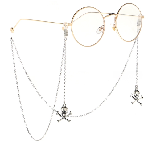Punk Skull Cross Eyeglass Chain Non-slip Metal Alloy Sunglasses Strap Gothic Retro Decorative Holder