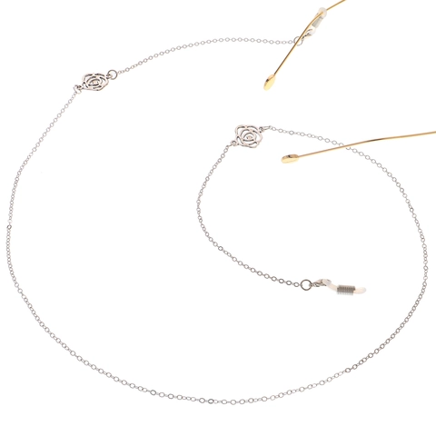 Elegante Metall Brillenkette Mit Hohlrosenanhänger Rutschfestes Sonnenbrillenband Dekoratives Brillenband Für Damen