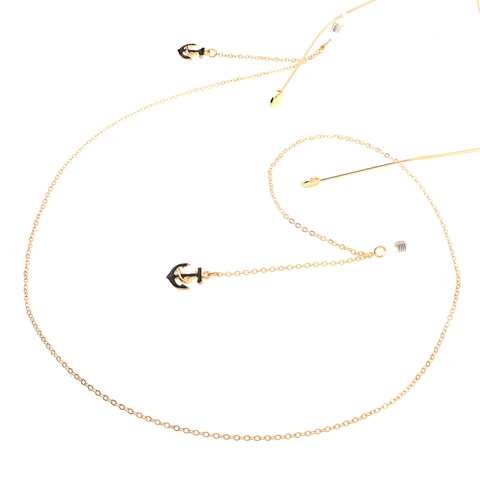 Nautical Metal Anti-Slip Glasses Chain Gold Copper Eyewear Lanyard With Enamel Anchor Pendant For Women Sunglasses Accessory