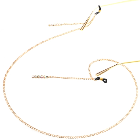 Glasses Chain Alloy Gold Plated With Colorful Rhinestones Anti-Slip Sunglasses Strap Fashion Decorative For Women