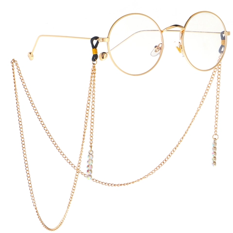 Glasses Chain Alloy Gold Plated With Colorful Rhinestones Anti-Slip Sunglasses Strap Fashion Decorative For Women