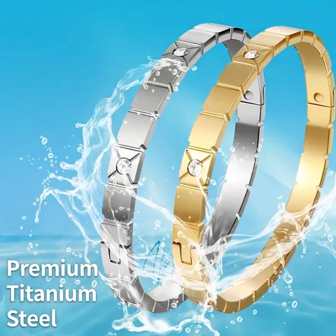Bracciale Rigido Geometrico Quadrato In Acciaio Inossidabile Placcato Oro Con Zircone Intarsiato Gioielli Moda
