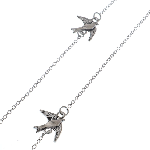 Silver Color Metal Glasses Chain With Swallow Bird Pendants Vintage Style Non Slip Eyeglass Holder For Sunglasses
