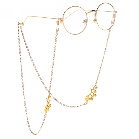 Eyeglasses Chain Metal Copper Leaf Pendant Anti-slip Gold Eyewear Holder Strap Decorative Sunglasses String For Women