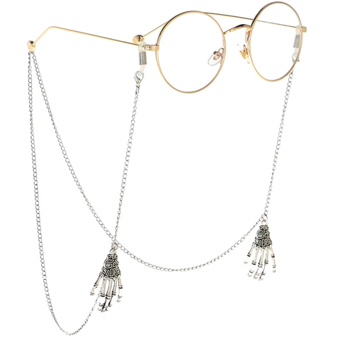 Vintage Skeleton Hand Glasses Chain Alloy Punk Gothic Eyewear Lanyard Anti-Slip Decorative Neck Strap Accessory