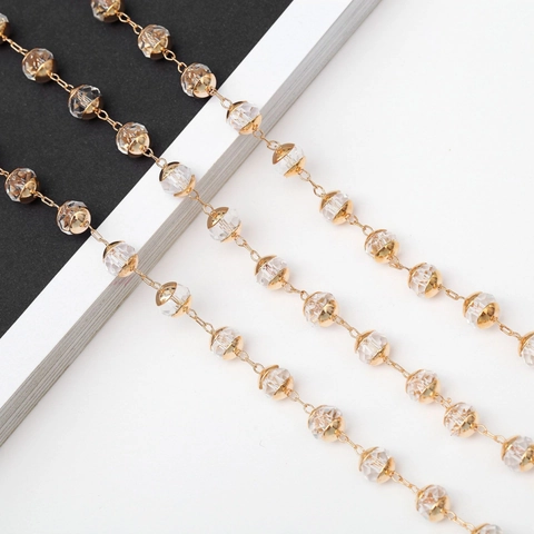 Brillenkoord Metaal Kristal Kralen Antislip Zonnebril Band Mode Koord Brillenhouder Elegant Goud