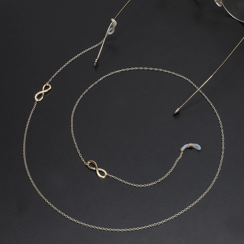 Metal Glasses Chain Infinity Symbol Decor Non-slip Silicone Loops Sunglasses Holder Strap Elegant Accessory For Women
