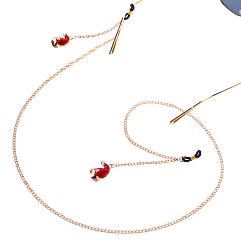Christmas Santa Hat Eyeglass Chain For Women Gold Metal Sunglasses Strap Holder Rhinestone Star Pendant Festive Glasses Lanyard