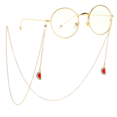 Gold Metal Glasses Chain With Watermelon Pendant Anti-slip Sunglasses Strap For Women Summer Style Eyewear Holder