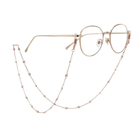 Cadena Elegante Para Gafas Oro Cobre Metal Cordón Para Gafas De Sol Con Perlas Artificiales Sintéticas Antideslizante Para Mujeres