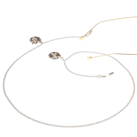 Catena Per Occhiali Argento Lega Metallo Imitazione Perla Artificial Ciondolo Nido D'uccello Stile Foresta Retrò Antiscivolo