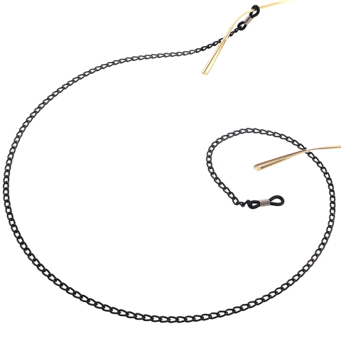 Cadena De Gafas Antideslizante De Metal Negro Correa De Gafas Antipérdida Soporte De Gafas De Sol Con Bucles De Silicona Ajustables