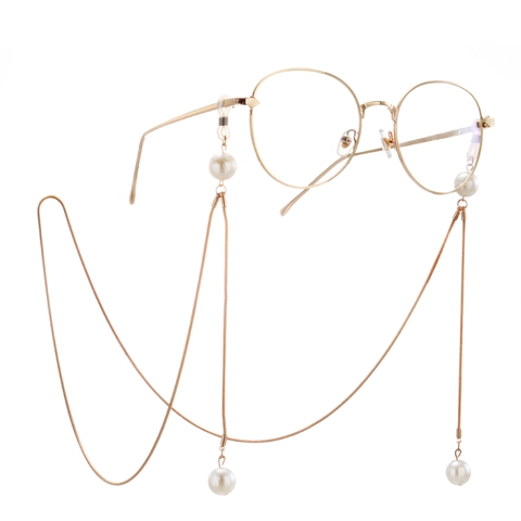 Cadena De Gafas De Serpiente Retro Con Perlas Artificiales De Imitación Aleación De Metal Cordón De Gafas Antipérdida Para Gafas De Lectura Elegante