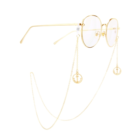 Fashion Nautical Anchor Pendant Glasses Chain Gold Color Metal Non-Slip Eyewear Strap Holder For Women Girls Gift