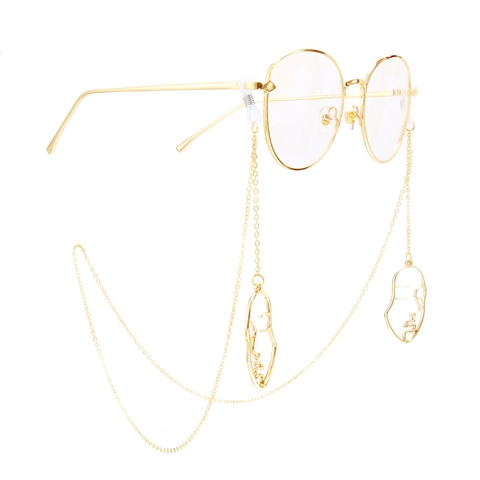 Abstract Face Pendant Glasses Chain Metal Anti Slip Artistic Line Art Eyewear Holder Strap For Women Men Decorative