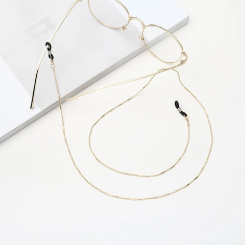 Glasses Chain Anti-Slip Metal Beaded Tube Eyewear Strap Cord Decorative Lanyards With Rubber Loops For Women Men