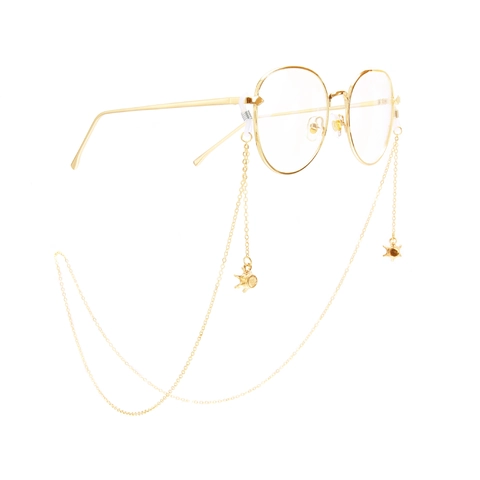 Anti-Slip Glasses Chain Metal Sunglasses Strap With Rhinestone Crown Pendant Silicone Loop Eyewear Accessories Women
