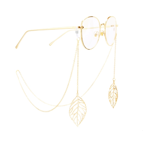 Hollow Leaf Pendant Glasses Chain Anti-Slip Metal Copper Eyewear Strap Fashionable Sunglasses Cord For Women