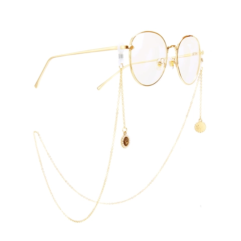 Fashion Glasses Chain Anti-slip Gold Metal Eyewear Strap With Artificial Pearl Crown Pendant Decorative Eyeglasses Cord For Women