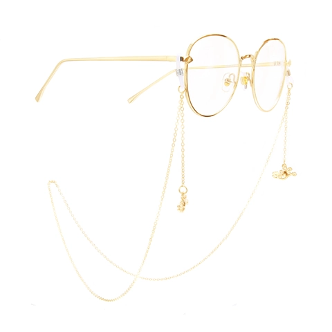 Gold Plated Metal Glasses Chain Love Heart Pendant Rhinestone Anti Slip Eyewear Holder Strap Women