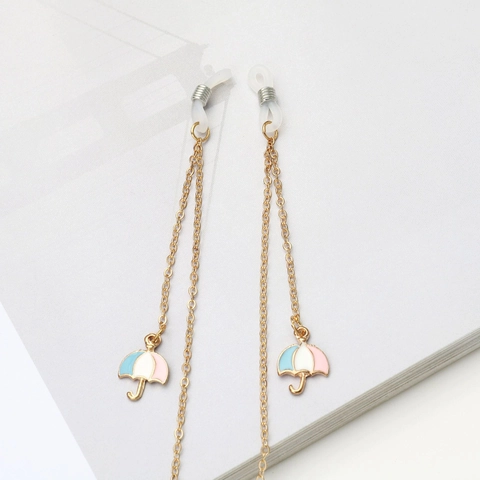 Non-Slip Eyeglass Chain Trendy Metal Strap With Enamel Umbrella Heart Pendants Decorative Sunglasses Neck Lanyard Cord