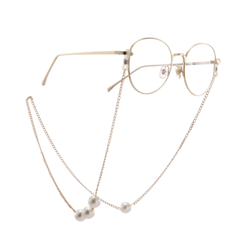 Fashion Metal Glasses Chain With White Imitation Pearls Anti-lost For Reading Sunglasses Gold Silver Plated Women Accessories