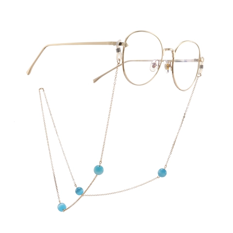 Brillenlkette Metall Rutschfest Brillenband Mit Blauen Katzenaugen-Perlen Mode Sonnenbrillenband Für Damen