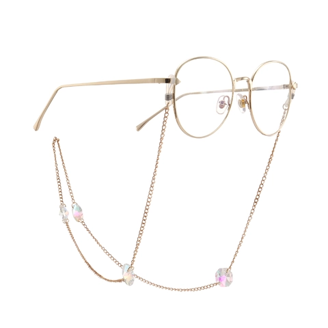 Catenella Per Occhiali Oro Lega Di Metallo Con Perline Di Cristallo Ottagonali Supporto Per Occhiali Antiscivolo Vintage Donne
