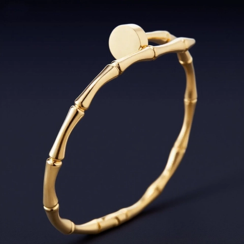 Bracciale Rigido A Bambù Acciaio Inossidabile Placcato Oro 18K Lusso Chiusura A Cerniera Gioielli Di Moda Per Donna Elegante