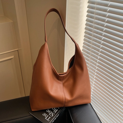 Dames Tote Tas Hobo PU Leer Lychee Patroon Grote Capaciteit Schoudertas Casual Woonwerkverkeer Minimalistisch Tasje