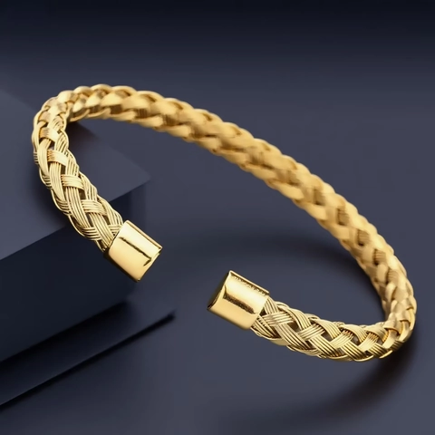 Minimalistische Gevlochten Draad Bangle Roestvrij Staal Gedraaide Open Cuff Armband Vierkante Eindkappen Sieraden Voor Mannen