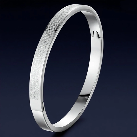 Brazalete De Acero Inoxidable De Moda Con Textura De Escamas De Pescado Cierre De Bisagra Joyería Para Mujer