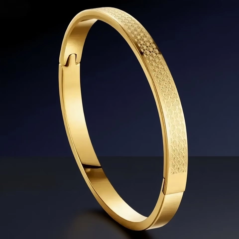 Brazalete De Acero Inoxidable Para Mujer Con Textura De Escamas De Pescado Geométrica Joyería