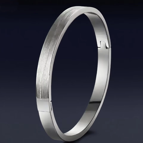 Bracciale Rigido In Acciaio Inossidabile Minimalista Per Donna Spazzolato E Lucidato Ovale Polsino In Metallo Chiusura A Cerniera Gioielli